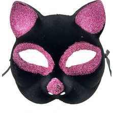 Ttt Siyah Renk Pembe Simli Kedi Maskesi
