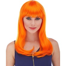Ttt Turuncu Renk Uzun Düz Parti Peruğu