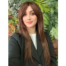 Aura Peruk Koyu  Kumral Renk Tonundaki Perçemli Inci Modelimiz