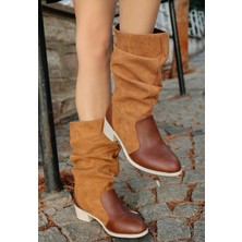 Çamaşır Kenti Jolin Taba Cilt Süet Detaylı Çizme