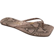 Tkees Kadın Yılan Desenli Rose Terlik Suni Deri Düz Taban Günlük Kullanım İçin Rahat