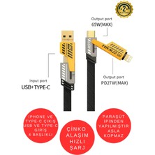 Epilons Şarj Kablosu 27W ve 65W Hızlı Şarj Type-C Iphone Hepsi Ile Uyumlu Paraşüt Ipinden Kopmaz Kablo