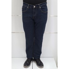 Hacker Fistan Store Erkek Lacivert Yüksek Bel Rahat Kesim Boru Paça Büyük Beden Jean Pantolon