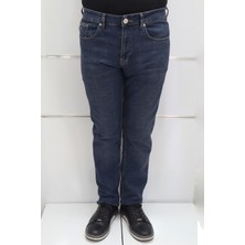 Hacker Fistan Store Erkek Lacivert Yüksek Bel Rahat Kesim Boru Paça Büyük Beden Jean Pantolon