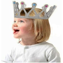 Epilons Gümüş Renk Çuk ve Yetişkin Uyumlu Kraliçe Tacı Prenses Tacı 8X25 cm