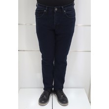 Hacker Fistan Store Erkek Lacivert Yüksek Bel Rahat Kesim Boru Paça Büyük Beden Jean Pantolon