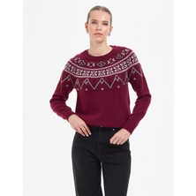 Pierre Cardin Kadın Vişne Slim Fit Yün Karışımlı Kazak 50310917-VR223