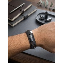 Meneva Aksesuar Hematit Doğal Taş Blok Kesim Unisex Bileklik