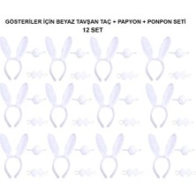 Epilons Beyaz Tavşan Kostüm Seti – Taç, Papyon, Kuyruk (12’li Paket)