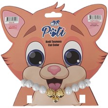 TeknoKapsül Kedi ve Köpek Lüx Incili Kolye 24-28 cm Medium Beyaz