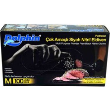 TeknoKapsül Pudrasız Siyah Nitril Eldiven Orta Boy (M) 100 Lü Paket