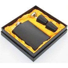 Epilons Paslanmaz Çelik 2 Shot Bardaklı Matara Seti Siyah Renk