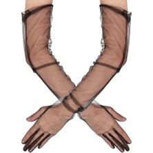 Epilons Uzun Boy Likralı Siyah Yetişkin Mega Tül Eldiven