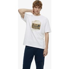 Jeep Bisiklet Yaka Baskılı Taş Erkek T-Shirt J6SM-TST7281