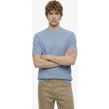 Jeep Bisiklet Yaka Relaxed Düz Örgü Desenli Açık Mavi Erkek Kazak J6SM-KZK7821