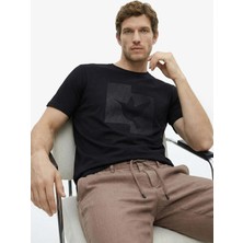 Fabrika Bisiklet Yaka Baskılı Siyah Erkek T-Shirt F6SM-TST 2610