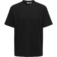 Only & Sons O Yaka Düz Siyah Erkek T-Shirt 22034232 Onsnoble Rlx Ss Tee Noos