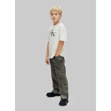 Calvin Klein Baskılı Ekru Erkek Çocuk T-Shirt IB0IB02610PGB