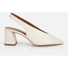 Hotiç 01AYH322130A400 KADIN Deri Beyaz Arkası Açık Kalın Topuklu Ayakkabı