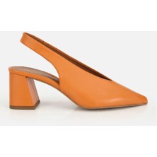 Hotiç 01AYH322130A570 KADIN Deri Turuncu Arkası Açık Kalın Topuklu Ayakkabı