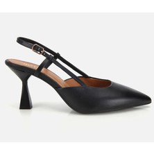 Hotiç 01AYH322170A100 KADIN Deri Siyah Bilek Detaylı Arkası Açık Kısa Topuklu Stiletto