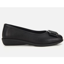 Hotiç 01AYH320590A100 KADIN Deri Siyah Toka Detaylı Comfort Babet