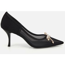 Hotiç 01AYH320760A100 KADIN Siyah Transparan Fiyonk Detaylı Stiletto