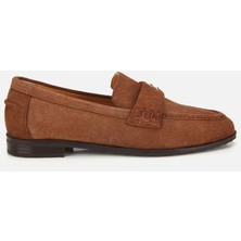 Hotiç Kadın Süet Deri Taba Toka Detaylı Klasik Loafer