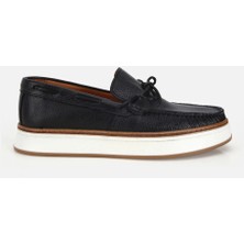Hotiç 02AYH319390A100 ERKEK Deri Siyah Bağcık Detaylı Günlük Loafer