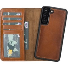 Epilons Samsung Galaxy S22 Uyumlu Deri Cüzdanlı Kılıf Mwwn RST2EF Taba