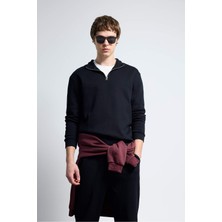 DeFacto Pamuklu Dik Yaka Yarım Fermuarlı Sweatshirt F9323AX26SP