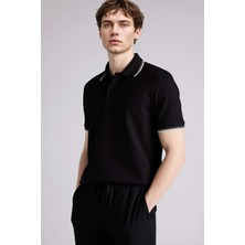 DeFacto Pamuklu Regular Fit Waffle Kısa Kollu Polo Tişört D7932AX26SP