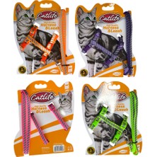 TeknoKapsül Catlife Fosforlu Şeritli Kedi Göğüs Bel Tasması + Gezdirme Ipi