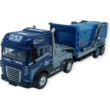 TeknoKapsül Metal Tır 1:24 - Sesli Işıklı Taşıyıcı Dorseli Tır 30 cm - Lacivert