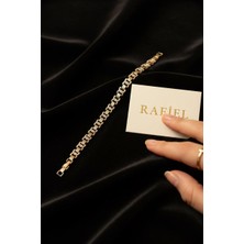 Rafiel Rafıel Gold Kaplama S Kıvrımlı Taşlı Zincir Bileklik - Elegant Kadın Takı
