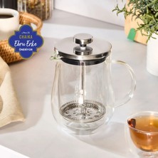 Karaca Pia Kiku Bitki Çayı ve Filtre Kahve Demliği Çift Cidarlı French Press 600 ml