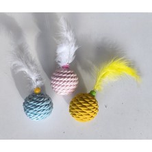 TeknoKapsül Renkli Jut Örgü Kedi Oyun Topu Çeşitli Renklerde 5 cm