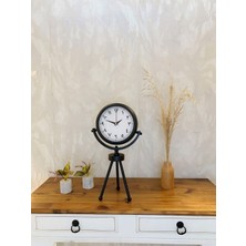 TeknoKapsül Siyah Metal Mini Tripod Farsça Masa Saati 45×26 cm