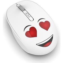 Hype Store Inca Wenny IWM-245BT Desing 3D Wireless Mouse- Beyaz, Sevimli Emoji Karakterli,2.4 Ghz Nano Usb,ergo