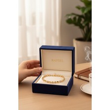 Rafiel Gold Damla Model Taşlı Zincir Bileklik - 14 Ayar Altın Kaplama Şık Tasarım