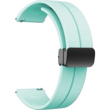 Samsung Galaxy Watch Active 2 40MM Uyumlu 20MM Kordon Silikon Metal Mıknatıslı Toka Zore Krd-84 Kayış