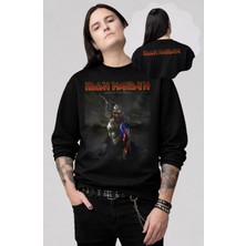 Fuddy Moda Unisex Oversize Iron Maiden Manaus Amazonas Ense Baskılı Bisiklet Yaka Kapüşonsuz Sweatshirt