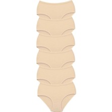 Marsilyan 6 Adet Tutku Kadın Yüksek Bel Bato Kalın Lastik Külot Ten