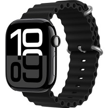 Apple Watch 38MM Uyumlu Kordon Ocean Silikon Yumuşak Esnek Metal Tokalı Zore Krd-75 Kayış