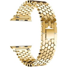 Zore Apple Watch 38MM Uyumlu Kordon Metal Bal Peteği Şık Tasarım Krd-30 Kayış
