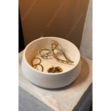 Workshop Warmth Vernikli (Wax) Dekoratif Büyük Boy Kase, Mum Kasesi, Orta Sehpa Obje, Kırık Beyaz