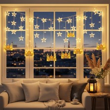 Alfa Life Marketing 3 mt Fişli Sarı Cami Yıldız Ramazan Perde LED