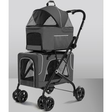 Matrixzn Tommy Çift Katlı Evcil Hayvan Arabası Gri 66*50* 98CM Max 30KG