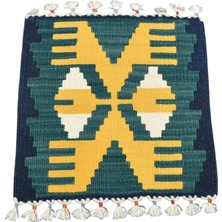 Zehra Abla Halı Yeni El Dokuma Kare Köşe Sandalye Minderi Pınarbaşı Kayseri Yün Kilim 7034