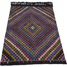 Zehra Abla Halı El Dokuma Benzersiz Ender Karapınar Yörük Pamuklu Kilim 7031